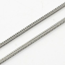 Stainless Steel Color 304 Stainless Steel Necklaces, Wheat Chain Necklace for Men, with Lobster Claw Clasps, Stainless Steel Color, 19.6 inch(50cm), 1.5mm