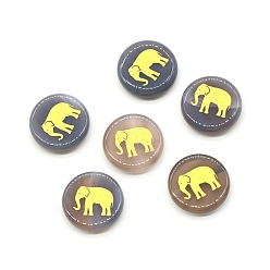 Серый агат Украшения из натурального серого агата, энергетический камень рейки фэн-шуй украшение, плоские круглые с рисунком слона, 25x6 мм