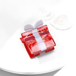 Красный Подарочная коробка, заколки для волос из ацетата целлюлозы (смола), аксессуары для волос для девочек и женщин, красные, 44x38 мм