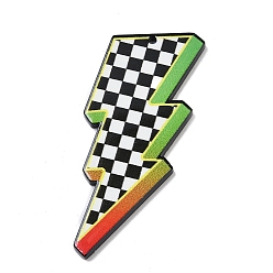 Черный Подвески из непрозрачного акрила с двусторонней печатью, удар молнии, чёрные, 52.5x29x2.5 мм, отверстие : 1.6 мм