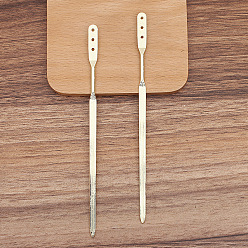 Light Gold Alloy Hair Sticks Findings, Light Gold, 150x7mm, Hole: 2mm
