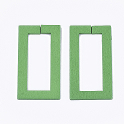 Green Spray Painted Wood Linking Rings, Quick Link Connectors, Rectangle, Green, 45x24x1.5mm, Inner Measure: 35x13mm