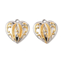 Золотой & Цвет Нержавеющей Стали 304 подвески из нержавеющей стали, шарма сердца, золотые и нержавеющая сталь цвет, 20x19x2.5 мм, отверстие : 1.8 мм