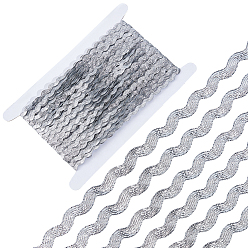 Dark Gray Wave Bending Fringe Trim, Sewing Ribbon, for Cloth Dress DIY Making Decorate, Dark Gray, 1/4 inch~3/8 inch(5~8.5mm), about 22~25m/strand