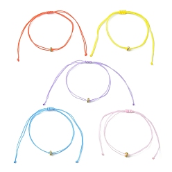 Mixed Color Brass Rhinestone Braided Bead Bracelet, Nylon Thread Adjustable Bracelet, Mixed Color, Inner Diameter: 4-3/8 inch(11cm)