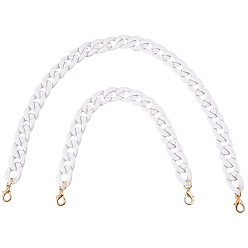 Белый 2 шт. 2 стили акриловые цепочки для телефона, цепочки для ремешков для телефона, белые, 377~605x21x6.5 мм