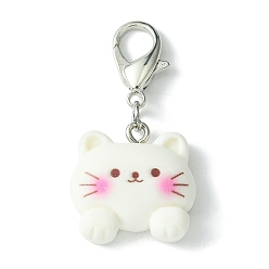 Cat Shape Смола подвеска украшения, с цинковым сплавом застежками омаров коготь, форма кошки, 37 мм