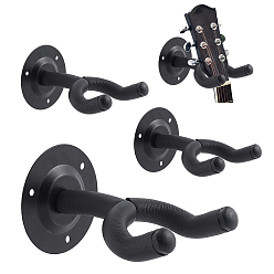 Черный 4 настенный железный крючок для подвешивания гитары, чёрные, 84x5 мм