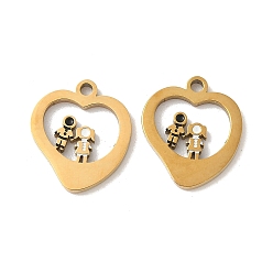 Настоящее золото 18K 304 нержавеющей стальной эмали подвески, сердце прелести, ионное покрытие (ip), реальный 18 k позолоченный, 14.5x12.5x1.3 мм, отверстие : 1.5 мм