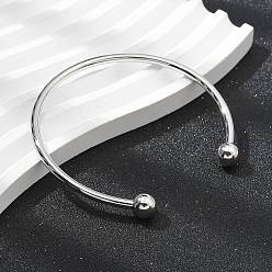 Платина Латунные открытые браслеты-манжеты, браслеты с крутящим моментом для женщин, платина, 1/8 дюйм (0.3 см), внутренний диаметр: 2-1/4x2-3/8 дюйм (5.7x6 см)