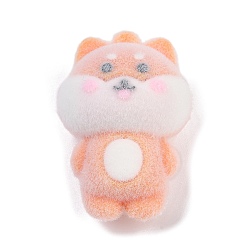 Оранжевый Кулоны из флокированной смолы, корги, оранжевые, 52x35x29 мм, отверстие : 3 мм