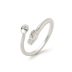 Платина Латунный колышек для установки открытого манжетного кольца, для полуполых бусин , платина, 2~9.5 мм, размер США 6 (16.5 мм)