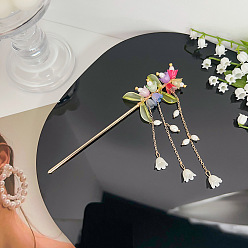 Разноцветный Палочки для волос из сплава когтей, Аксессуары для волос с кисточками «Ландыш» для женщин и девочек, красочный, 155x45 мм