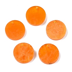 Темно-Оранжевый Непрозрачные подвески смолы, круглые, темно-оранжевый, 18.5x3.5 мм, отверстие : 2 мм