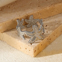 Морская звезда 304 открытые манжеты из нержавеющей стали для женщин, цвет нержавеющей стали, морская звезда, 15 мм