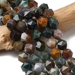 (RRHB277) Кристалл на подкладке из медово-бежевого цвета Природного индийского агата бисер нитей, звезды вырезать круглые бусы, граненые, 9~10x9~10x9~10 мм, отверстие : 1~1.4 мм, около 38~40 шт / нитка, 14.88'' (15.08'' см)