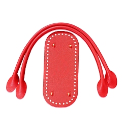 Красный Pu кожа вязание крючком овальные сумки дно и ручки сумки, красные, 520мм(с рукотворным словом)