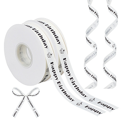 Черный Надпись «С днем рождения» полиэстеровая лента, для оформления букета, Подарочная упаковка, чёрные, 3/4 дюйм (20 мм), около 38.00 ярдов (34.75 м) / рулон