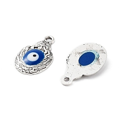 Blue Alloy Enamel Pendants, Bird with Evil Eye Charm, Cadmium Free & Nickel Free & Lead Free, Antique Silver, Blue, 20x11.5x2mm, Hole: 1.6mm