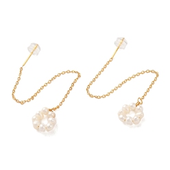 Цветок Серьги-гвоздики из стерлингового серебра, с натуральной жемчужиной, украшения для женщин, реальный 18 k позолоченный, цветок, 102x10.5 мм