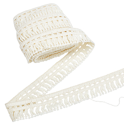 Beige Polyester-Quasten-Spitzenband, für Bekleidungszubehör, Geschenkdekoration, beige, 1-1/2 Zoll (37 mm), ca. 10.94 Yards (10 m)/Stk