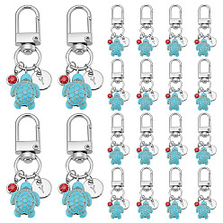 Платиновый & Цвет Нержавейки 26 шт. подвеска в виде морской черепахи из синтетической бирюзы и 201 нержавеющей стали со стразами, с поворотными застежками сплава, платины и нержавеющая сталь цвет, 52 мм