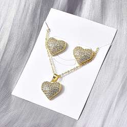 Настоящее золото 18K Комплекты из латунных серег-гвоздиков и ожерелий с микропаве из кубического циркония, без кадмия и без свинца, долговечный, стойки покрытие, реальный 18 k позолоченный, 18.03 дюйм (458 мм)