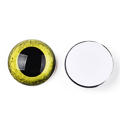 Gelb Glas cabochons, halbrund mit Auge, Gelb, 20x6.5 mm