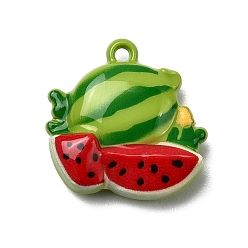 Арбуз Подвески из цинкового сплава с краской для запекания, фрукты, арбуз, 15.5x15x4.5 мм, отверстие : 1.2 мм