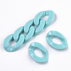 Dark Turquoise Opaque Acrylic Linking Rings, Quick Link Connectors, for Curb Chains Making, Twist, Dark Turquoise, 30x21x6mm, Inner Diameter: 16x8mm