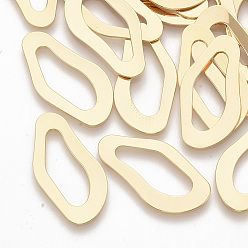 Real 18K Gold Plated Brass Links Rings, Nuggets, Real 18K Gold Plated, 31x16x1mm, Inner: 21.5x8.5mm