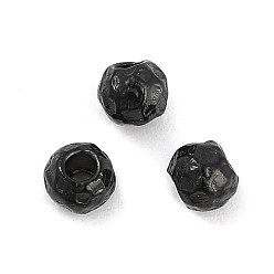 Черный Текстурированные 316 хирургические бусины из нержавеющей стали, круглые, чёрные, 3.5x4x4 мм, отверстие : 1.5 мм