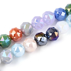 (52) Непрозрачная лаванда Непрозрачные стеклянные круглые бусины нити, граненые, разноцветные, 7.5~8.5x7~7.5 мм, отверстие : 1.2~1.6 мм, около 25~26 шт / нитка, 6.89~7.48'' (17.5~19 см)
