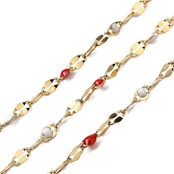 (123L) Белый крем непрозрачный блеск 304 цепи натяжные нержавеющие, с эмалью, пайки, с катушкой, реальный 18 k позолоченный, огнеупорный кирпич, 2 мм