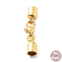 Oro 925 corchetes de la garra de la langosta de la plata esterlina, con extremos de cordón y 925 sello, dorado, 25 mm, diámetro interior: 4 mm