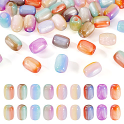 (52) Непрозрачная лаванда 36 шт. 9 цвета трехцветные европейские бусины из смолы, бусины с большим отверстием, имитации кошачьего глаза , баррель, разноцветные, 16x12 мм, отверстие : 5.2 мм, 4 шт / цвет