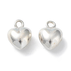 Серебро 925 серебряные шармы, сердце, серебряные, 7x5x3.5 мм, отверстие : 1 мм