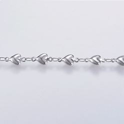 Нержавеющая Сталь Цвет Устойчивые к потускнению 304 звенья цепи из нержавеющей стали, пайки, с катушкой, сердце, цвет нержавеющей стали, 10x5x2 мм, около 32.8 футов (10 м) / рулон