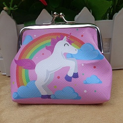 Разноцветный Трапециевидная сумка для куклы из искусственной кожи, с железным каркасом кошелька, принадлежности для американских кукол, рисунок единорога, красочный, 70x90 мм