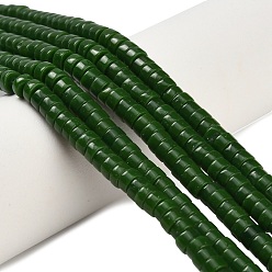 Зеленый Бусины из натурального белого нефрита, диск, Heishi бусы, окрашенные, зелёные, 4x2~2.5 мм, отверстие : 0.7 мм, около 158~160 шт / нитка, 14.96''~15.16'' (38~38.5 см)