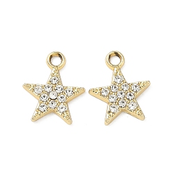 Золотой Подвески из сплава и страза, звезды прелести, uv покрытие, золотые, 15.5x13x2 мм, отверстие : 2 мм