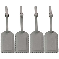 Серебро Багажная бирка из искусственной кожи 4шт., с застежкой железа, этикетки для путешествий, бирки с именами чемоданов, серебряные, 111x70 мм