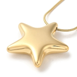 Золотой Вакуумное покрытие pvd 304 ожерелья из нержавеющей стали в виде змейки, ожерелья с подвесками в виде звезд, золотые, 16.69 дюйм (42.4 см)