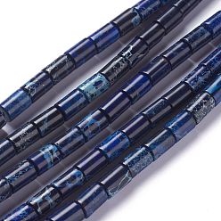 Средно-синий Натуральные имперские нитки из яшмы, окрашенные, кубические, светло-синий, 6~6.5x8~9 мм, отверстие : 1 мм, около 43 шт / нитка, 15.75'' (40 см)