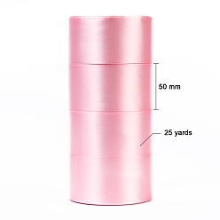 Pale Violet Red Single Face Satin Ribbon, Polyester Ribbon, Pale Violet Red, 2 inch(50mm), about 25yards/roll(22.86m/roll), 100yards/group(91.44m/group), 4rolls/group