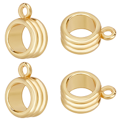 Настоящее золото 18K 20шт латунные поручни, петля под залог, долговечный, колонка, желобчатый, реальный 18 k позолоченный, 12x9x5 мм, отверстие : 2 мм, внутренний диаметр: 5 мм