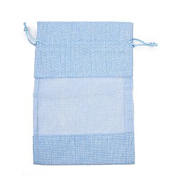 Светло-Голубой Пакеты для упаковки в хлопок, шнурок сумки, с лентами из органзы, Небесно-голубой, 23x16x0.35 см