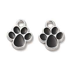 Средняя Орхидея Сплав эмали прелести, без свинца и без кадмия, платина, очарование отпечатка лапы, средне орхидеи, 13x10.5x1.5 мм, отверстие : 2 мм