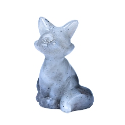 Лабрадорита Резной натуральный лабрадорит в форме лисы витрина витрина украшения, для домашнего офисного стола, 35 мм