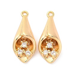 Настоящее золото 18K Подвески латунные горный хрусталь, без кадмия, без никеля и без свинца, букет подвесок, реальный 18 k позолоченный, 20x8x6.5 мм, отверстие : 1.2 мм